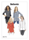 Butterick B6376 (Digital) | Misses' Button-Down Shirts with Side Slits | Front of Envelope