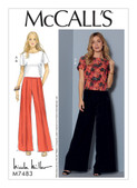 McCall's M7483 (Digital) | Misses' Short Sleeve Top and Pleated, Wide-Leg Pants | Front of Envelope