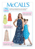 McCall's M7589 (Digital) | Children's/Girls' Gathered Neckline Sleeveless Dresses with Elastic Waist Options | Front of Envelope