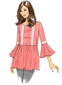Butterick B6486 | Misses' Loose-Fitting, Gathered Waist Pullover Tops with Bell Sleeves