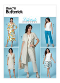 Butterick B6670 (Digital) | Misses' Top, Dress, Skirt and Pants | Front of Envelope
