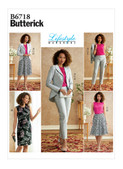 Butterick B6718 | Misses' Jacket, Dress, Top, Skirt, & Pants | Front of Envelope