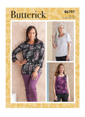 Butterick B6797 (Digital) | Misses' & Misses' Petite Scoop-neck Tops | Front of Envelope