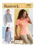 Butterick B6852 (Digital) | Misses' Button-Down Shorts With Collar, Sleeve & Hem Variations | Front of Envelope