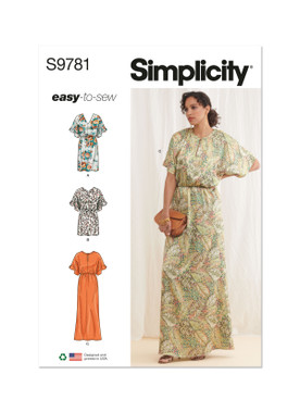 Simplicity Misses Fashion Kimonos Pattern, Multicolor, XL