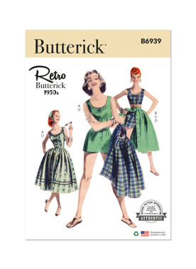 Butterick Misses' Playsuit, Midriff Blouse, Shorts and Skirt | Front of Envelope