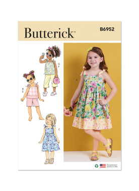 Butterick B6952 (PDF) | Children's Dresses, Tops, Shorts and Pants | Front of Envelope