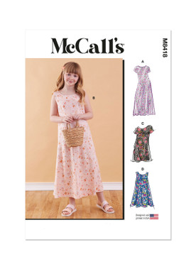 McCall's M8418 (PDF) | Girls' Dress in Two Lengths | Front of Envelope