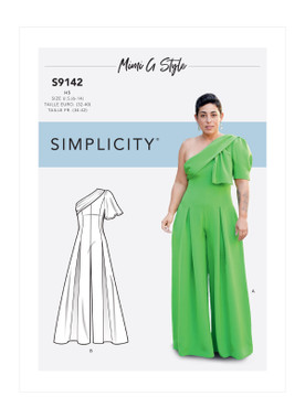 Simplicity S9142 (PDF) | Misses' Jumpsuit with One Shoulder Drape By Mimi G Style | Front of Envelope