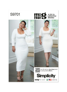 Simplicity S9701 (PDF) | Misses' Knit Dress in Two Lengths by Mimi G Style | Front of Envelope