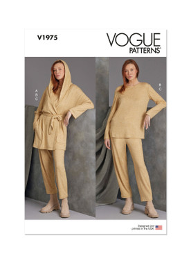 Vogue Patterns V1975 | Misses' Knit Jacket with Belt, Top and Pants | Front of Envelope