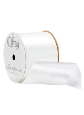 Offray Double Face Satin Ribbon White, 2-1/4" x 21ft