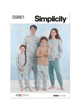 Simplicity S9861 | Children's, Teens' and Adults' Knit Loungewear | Front of Envelope