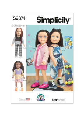 Simplicity S9874 | 18" Doll Clothes by Carla Reiss Design | Front of Envelope