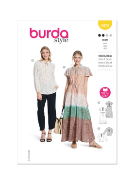 Burda Style BUR5823 | Burda Style Pattern 5823 Misses' Dress & Blouse | Front of Envelope