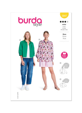 Burda Style BUR5847 | Burda Style Pattern 5847 Misses' Blouse | Front of Envelope