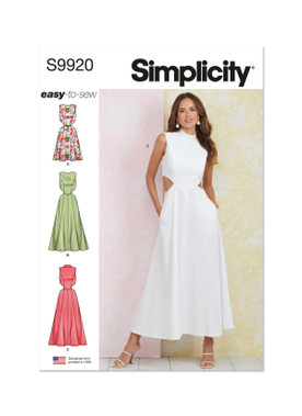Simplicity S9920 | Misses' Dress with Neckline and Length Variations | Front of Envelope