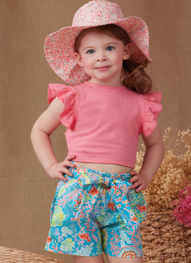 Simplicity S9961 | Simplicity Sewing Pattern Toddlers' Shorts, Pants, Hat and Knit Top Worn Front or Back