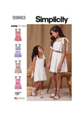 Simplicity S9963 | Simplicity Sewing Pattern Children's and Girls Tops, Skirts, and Dresses | Front of Envelope