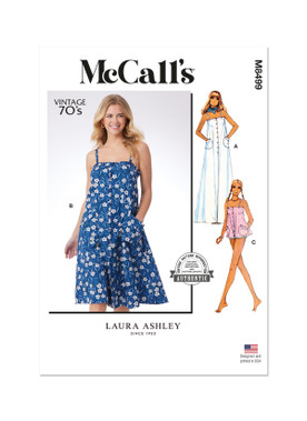 McCall's M8499 | McCall's Sewing Pattern 1970s Misses' Dress and Top by Laura Ashley | Front of Envelope