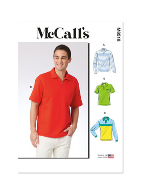McCall's M8518 | McCall's Sewing Pattern Men's Polo Shirts | Front of Envelope