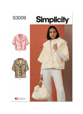 Simplicity S3009 | Simplicity Sewing Pattern Misses' Jacket In Two Lengths and Bag | Front of Envelope