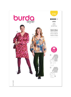 Burda Style BUR5783 | Burda Style Sewing Pattern 5783 Misses' Dress and Blouse | Front of Envelope