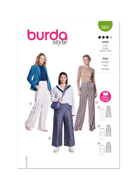 Burda Style BUR5801 | Burda Style Sewing Pattern 5801 Misses' Trouser Pants | Front of Envelope