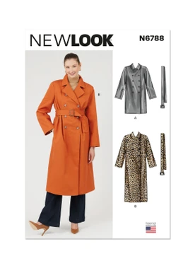 New Look N6788 | New Look Sewing Pattern Misses' Trench Coat in Two Lengths and Belt | Front of Envelope