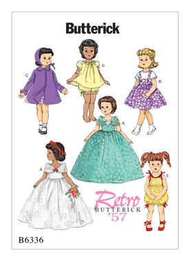 Butterick B6336 (PDF) | Retro Outfits for 18" Doll | Front of Envelope