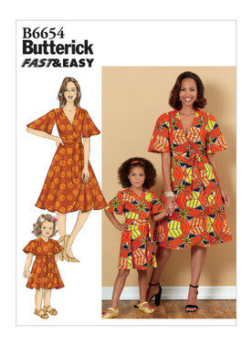 Butterick B6654 (PDF) | Misses', Children's and Girl's Dress and Sash | Front of Envelope