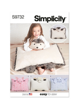 Simplicity S9732 | Plush Animal Pillow Cases | Front of Envelope