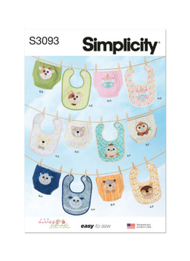Simplicity S3093 | Simplicity Sewing Pattern Babies' Bibs and Diaper Cover by Sew Sweet Chic by Susan Cousineau | Front of Envelope