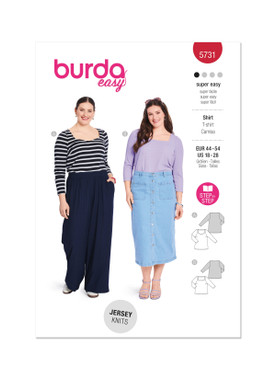 Burda Style Sewing Patterns BUR5731 | Burda Style Sewing Pattern 5731 Misses' T-Shirt | Front of Envelope