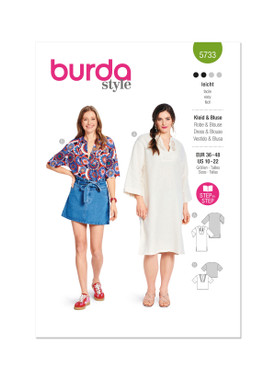 Burda Style Sewing Patterns BUR5733 | Burda Style Sewing Pattern 5733 Misses' Dress & Blouse | Front of Envelope