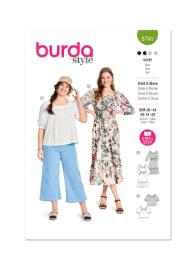 Burda Style Sewing Patterns BUR5741 | Burda Style Sewing Pattern 5741 Misses' Blouse & Dress | Front of Envelope