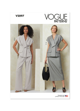 V2097 (PDF) | Vogue Patterns Misses' Top, Skirt and Pants