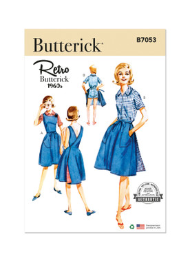 Butterick B7053 | Butterick Sewing Pattern 1960s Misses' Jumper, Skirt, Shorts and Blouse | Front of Envelope