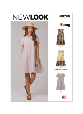 New Look N6799 | New Look Sewing Pattern Misses' Dress with Sleeve and Length Variations | Front of Envelope