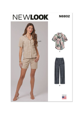 New Look N6802 | New Look Sewing Pattern Misses' Shirt, Pants and Shorts | Front of Envelope