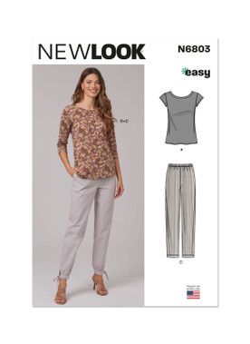 New Look N6803 | New Look Sewing Pattern Misses' Knit Tops and Pants | Front of Envelope
