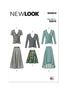 New Look N6804 | New Look Sewing Pattern Misses' Knit Tops and Skirts | Front of Envelope