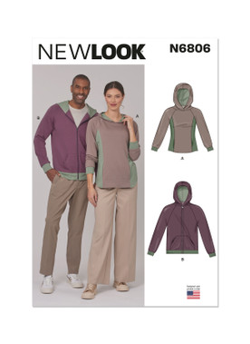 New Look N6806 | New Look Sewing Pattern Unisex Hoodies | Front of Envelope