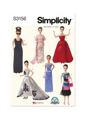 Simplicity S3156 | Simplicity Sewing Pattern 11 1/2" Fashion Doll Clothes by Carla Reiss | Front of Envelope
