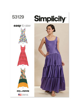 Simplicity S3129 | Simplicity Sewing Pattern Misses' Dresses with Petite Lines | Front of Envelope