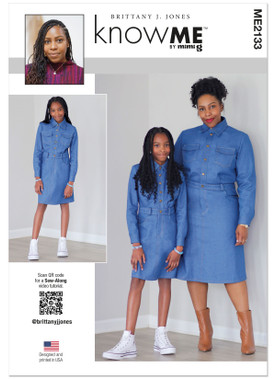 Know Me ME2133 | Know Me Sewing Pattern Girl's and Misses' Denim Dress by Brittany J. Jones | Front of Envelope
