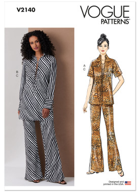 V2140 | Misses' Tunic with Sleeve Variations and Pants | Vogue