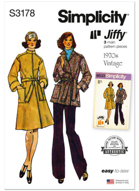 S3178 | Simplicity Sewing Pattern 1970's Misses' Jiffy Unlined