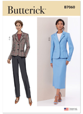 Butterick B7060 | Butterick Sewing Pattern Misses’ Jacket, Skirt and Pants | Front of Envelope