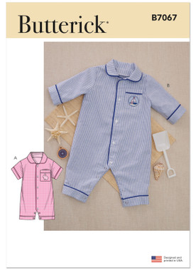 Butterick B7067 (PDF) | Butterick Sewing Pattern Babies Jumpsuit in Two Lengths | Front of Envelope